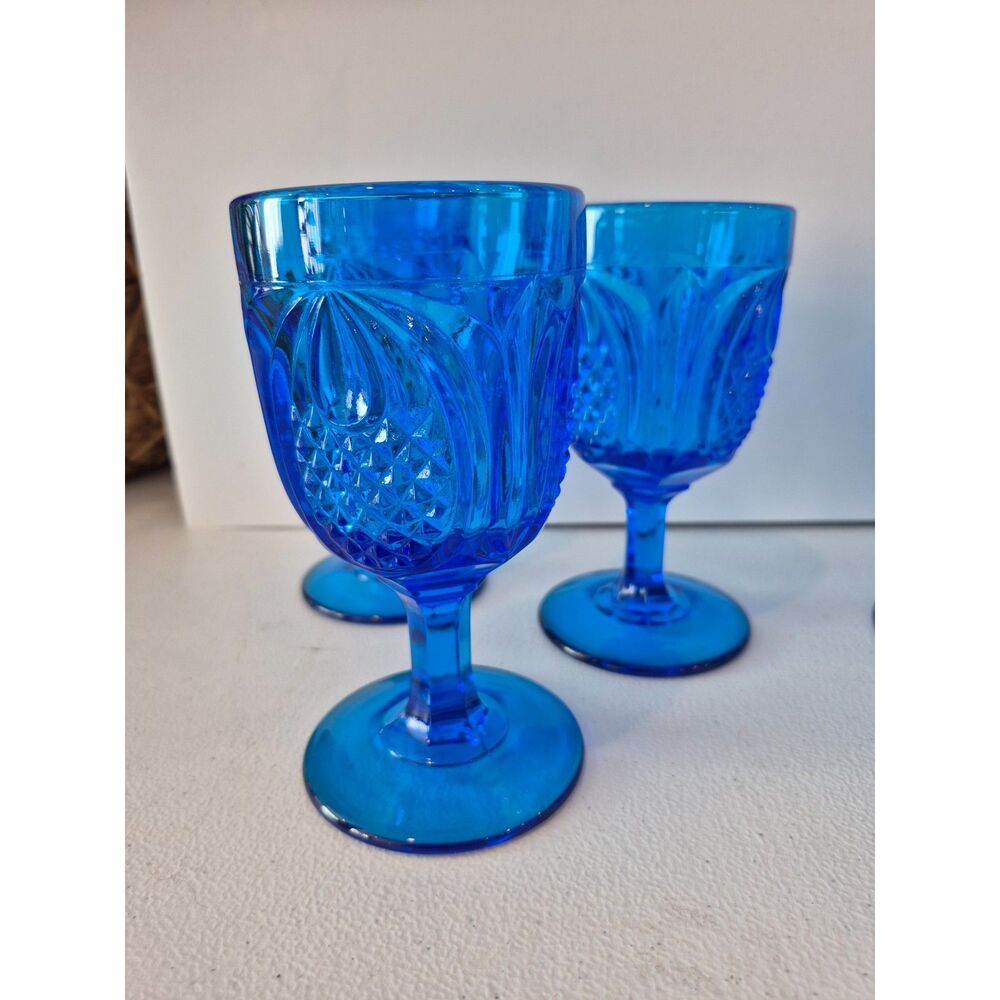 Vintage Fenton Colonial Blue Goblets-Set of Three